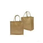 Hand Sized Jute Bag & Natural Dark Color Tone