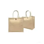 Jute with Cotton Bag Mix with Natural Color and Long Webbing Handles