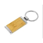 Rectangular Bamboo and Metal Keychains