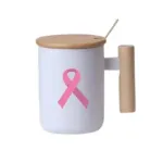 Porcelain Mug With Bamboo Lid and Spoon Wooden Handle Ceramic Coffee Mug