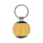 Round Bamboo & Metal Keychains