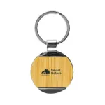 Round Bamboo & Metal Keychains