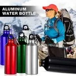 Phoenix Promotional reusable metal aluminum sports drink water Shiny bottle  with carabiner cover