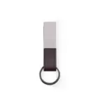 Stainless Steel Metal Keychain with Leather Strap