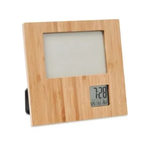 Bamboo Photo Frame With Digital Clock