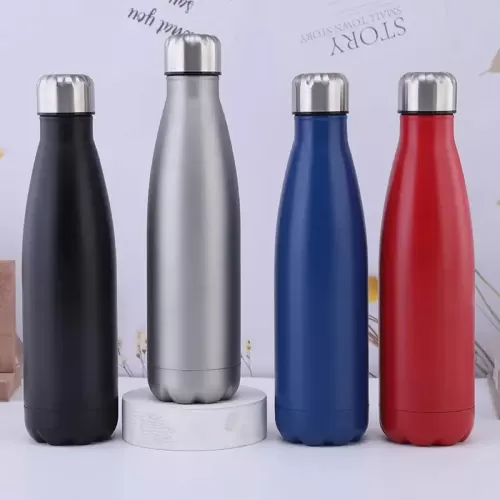 Cola Shape Sports Water bottle Double Wall  Stainless Steel  with silver color lid