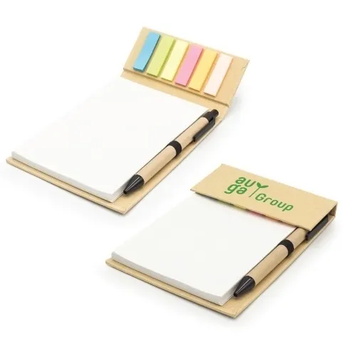 Eco Friendly Material Notepad With Flap Sticky Notes Pen And Recycled Paper Barrel RNP-08