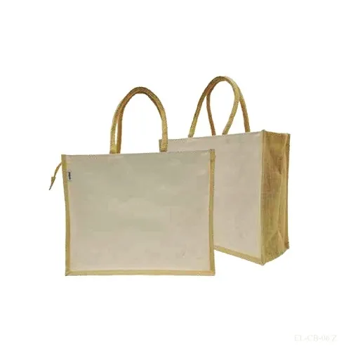 Canvas Bag with Zipper with Jute Spine & Handle