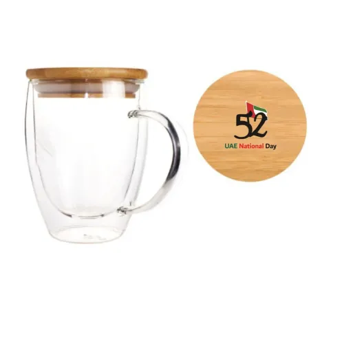 UAE National Day Glass Thermal Insulated Hot and Cold with Bamboo Lid