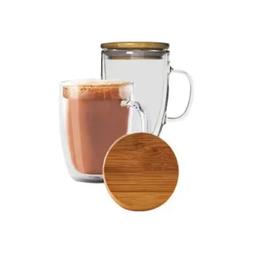  Glass Thermal Insulated Mug with Bamboo Lid- New Year Gifts