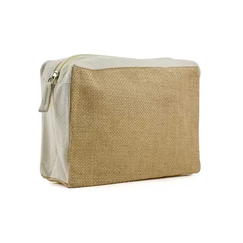 Jute With Cotton Zipper Pouch PCH-006