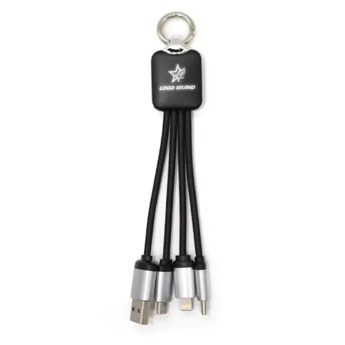 mobile multi charging cable with light up logo 