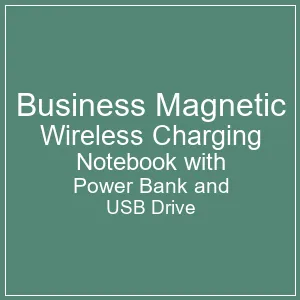 Business Magnetic Wireless Charging Notebook with USB & PowerBank