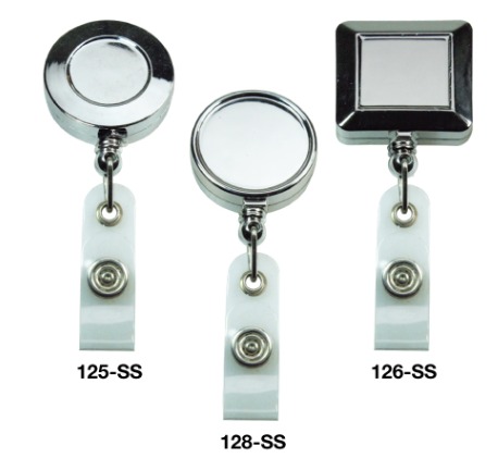 Silver Shiny Round Flat Reel Badge  128-SS