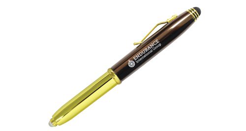 3 in 1 Metal Pen, Touch and Flash Gold Color