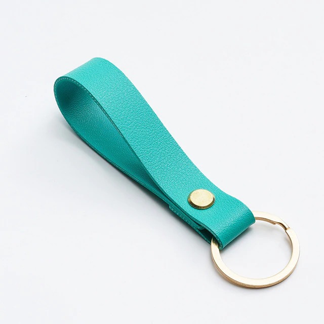 Business Gift Leather Key Chain Sea Green Color