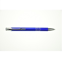 Blue Plastic Pen With Silver Rings