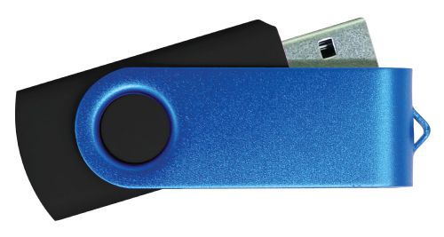 USB Flash Drive Black with Blue Swivel