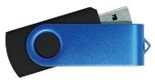 USB Flash Drive Black with Blue Swivel 8GB