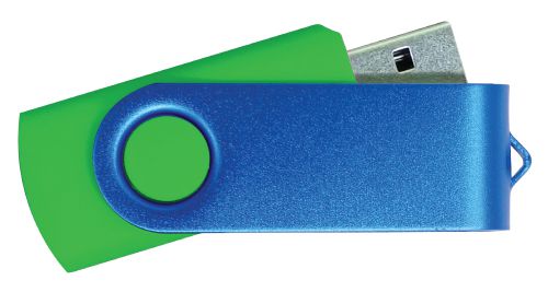 USB Flash Drive Green with Blue Swivel