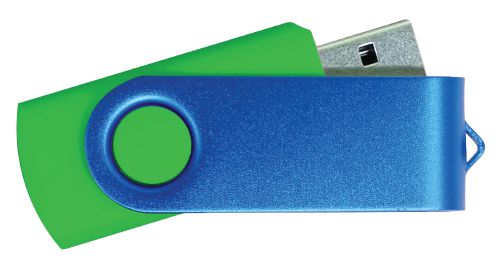 USB Flash Drive Green with Blue Swivel 32GB