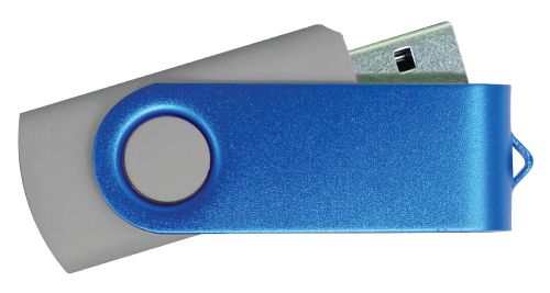 USB Flash Drive Grey with Blue Swivel 8GB
