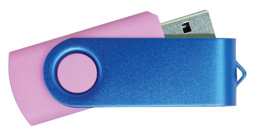 USB Flash Drive Pink with Blue Swivel 32GB