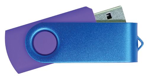 USB Flash Drive  Purple with Blue Swivel 4GB