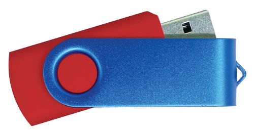 USB Flash Drive  Red with Blue Swivel 16GB