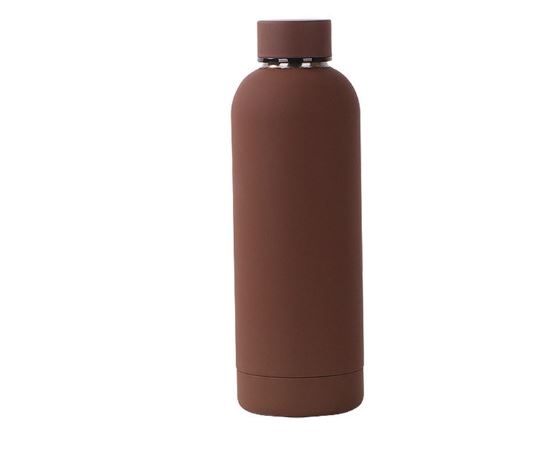 CHOCOLATE BROWN Wholesale Outdoor Frosted Portable Popular 500ml Insulated Stainless Steel Sports Water Bottle EL-TM55