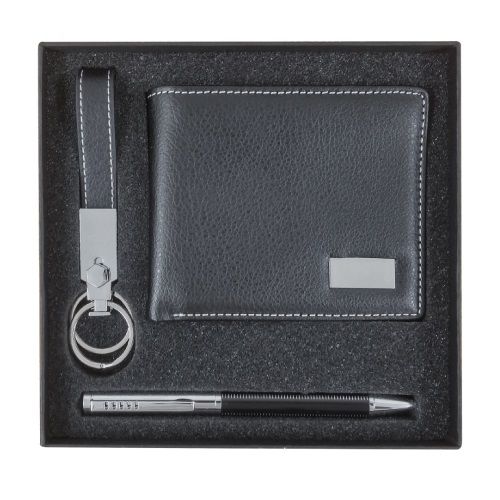 Wallet, Metal Pen and Keychain