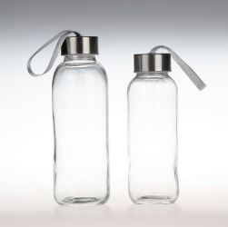 Glass Bottle with Steel Cap and Handle