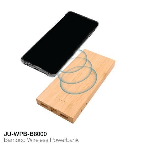 Promotional Bamboo Wireless Power bank JU-WPB-B8000 Promotional Bamboo Wireless Power bank JU-WPB-B8000