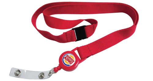 Lanyard with Reel Badge and Safety Lock Red