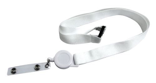 Lanyard with Reel Badge and Safety Lock White