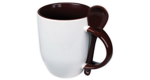 Mug with Spoon - Dark Brown