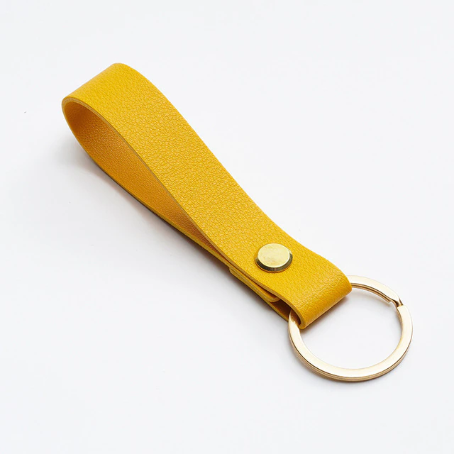 Business Gift Leather Key Chain Yellow Color Business Gift Leather Key Chain Yellow Color