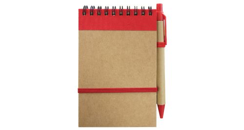 Recycled Notepad with Pen Red