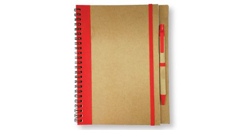 Recycled Notepad with Pen - Red