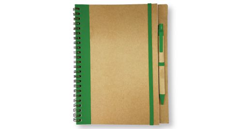Recycled Notepad with Pen - Green