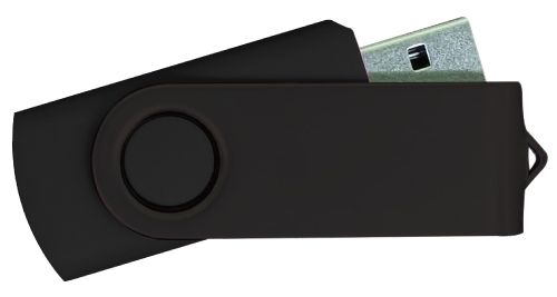 USB Flash Drives - Black with Black Swivel 8GB
