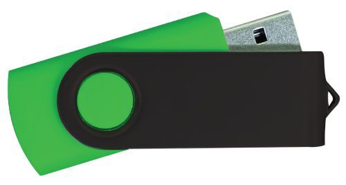 USB Flash Drives - Green with Black Swivel 4GB