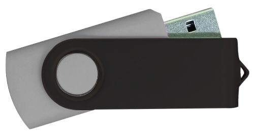 USB Flash Drives - Grey with Black Swivel 8GB