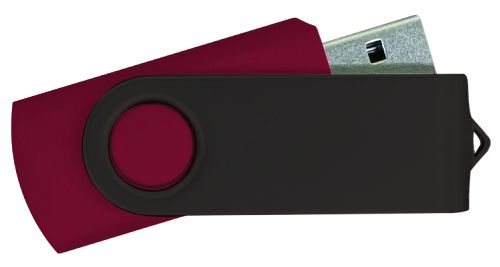 USB Flash Drives - Maroon with Black Swivel 8GB