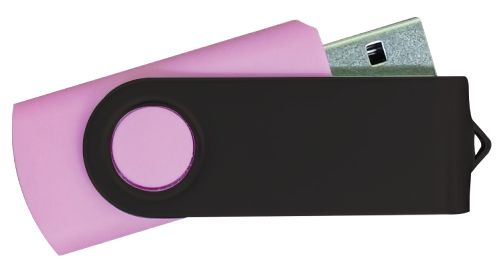 USB Flash Drives - Pink with Black Swivel 8GB
