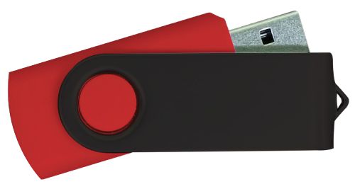 USB Flash Drives - Red with Black Swivel 8GB