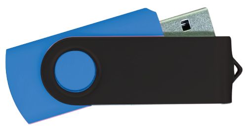 USB Flash Drives - Royal Blue with Black Swivel 8GB