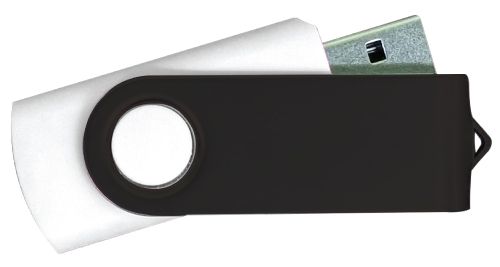 USB Flash Drives - White with Black Swivel 8GB
