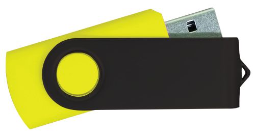 USB Flash Drives - Yellow with Black Swivel 32GB