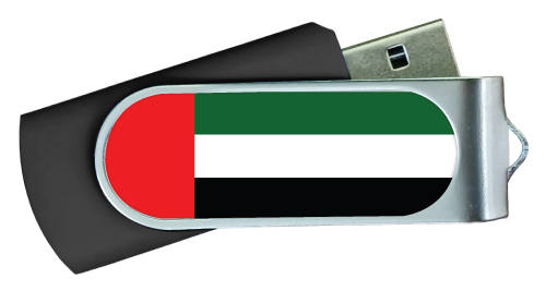 UAE Flag Swivel USB Flash Drives Black